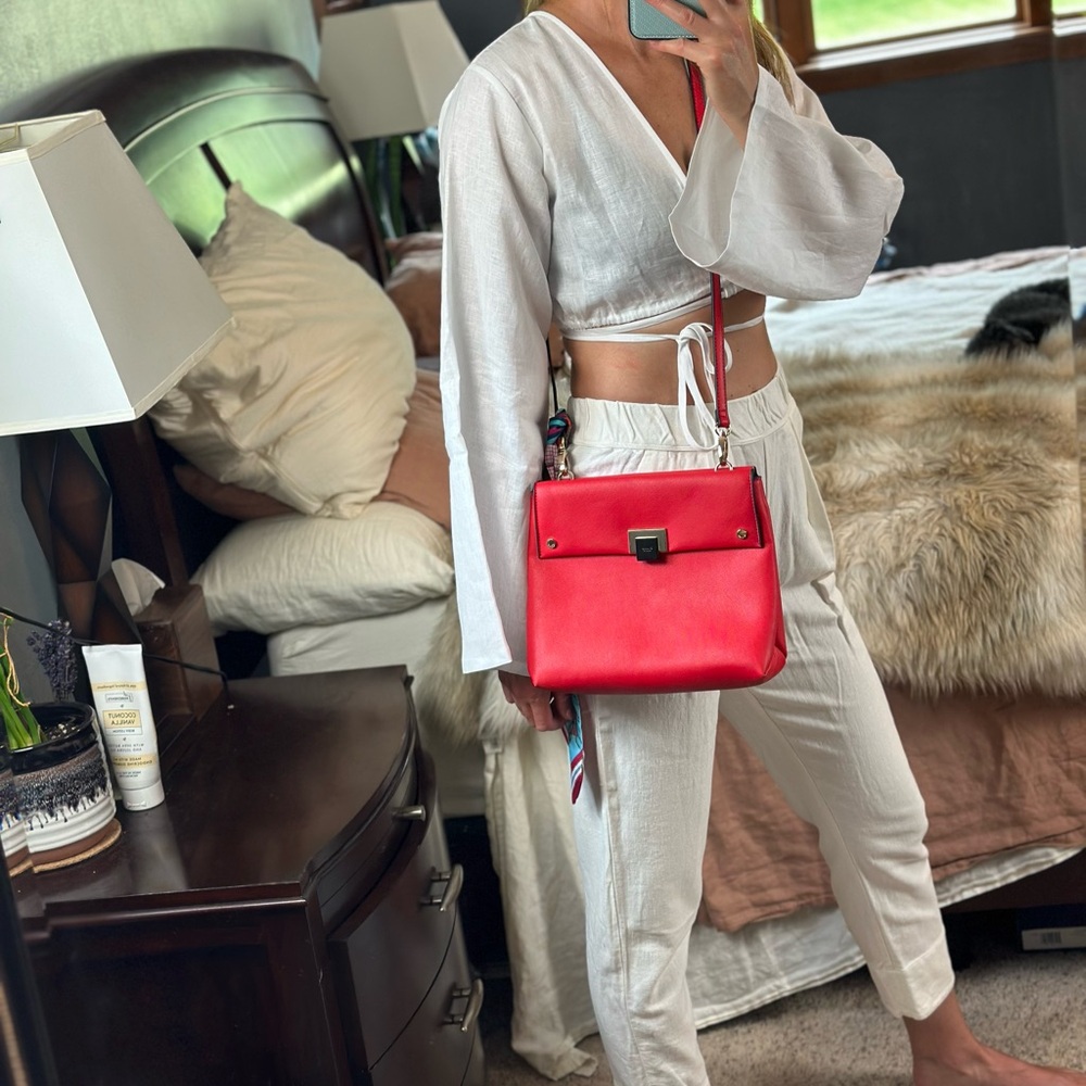 Dune London Red Leather Crossbody Bag - Picture 2 of 16